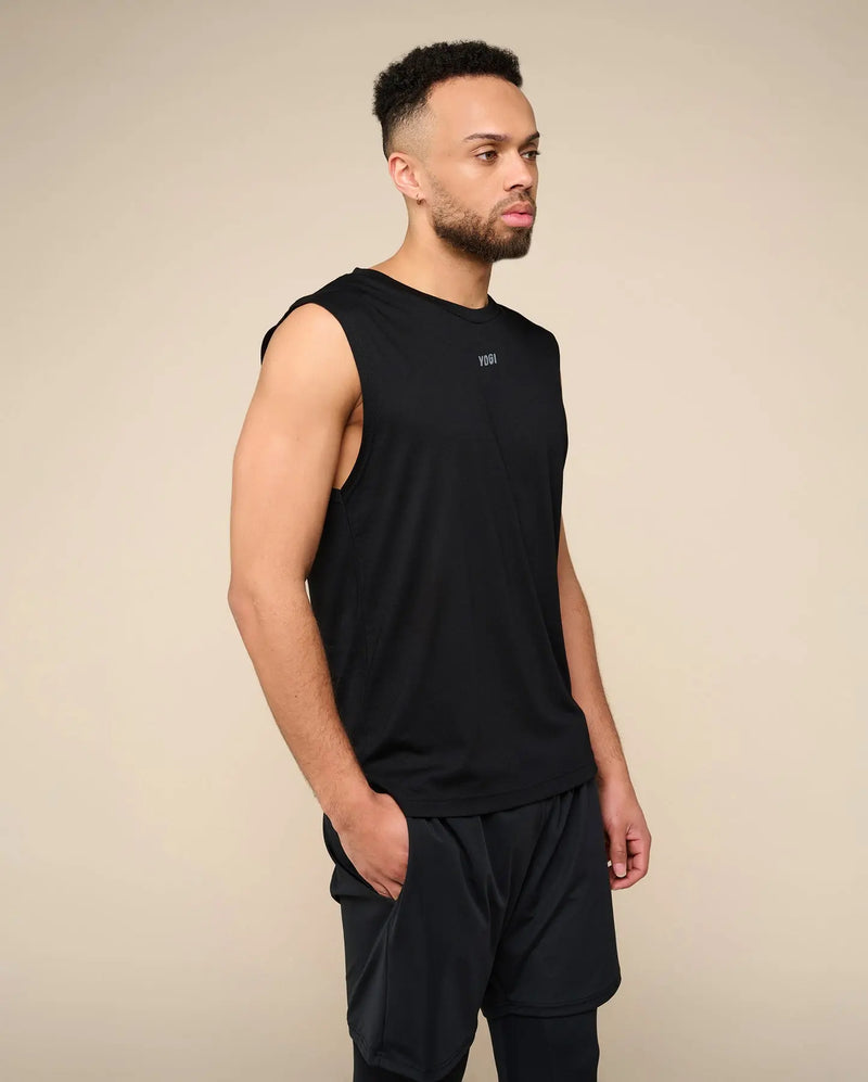 Débardeur de yoga en coton noir pour homme YOGI YUJ Paris