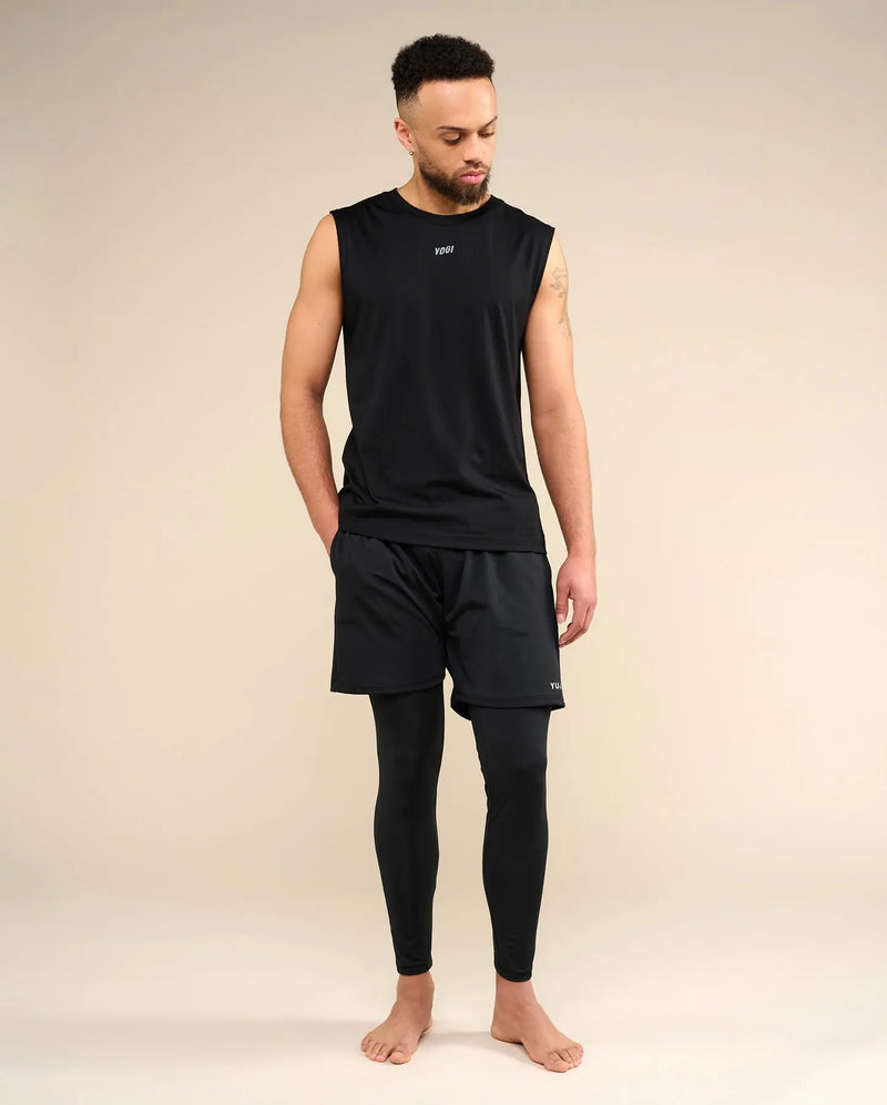 Débardeur de yoga en coton noir pour homme YOGI YUJ Paris