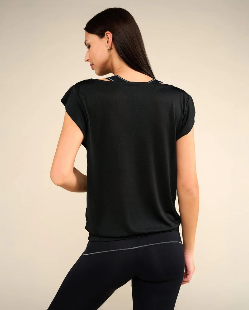 T-shirt de yoga noir SOFTEE YUJ Paris