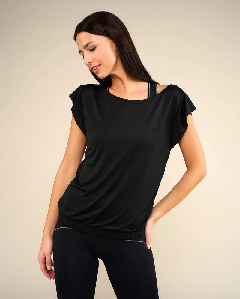 T-shirt de yoga noir SOFTEE YUJ Paris