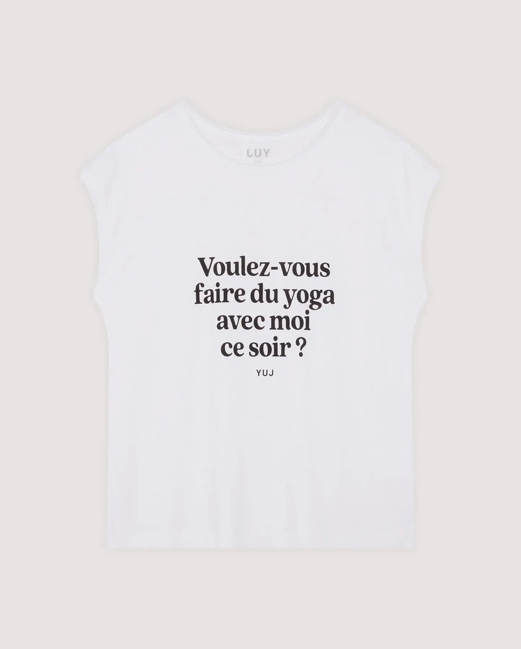 T-shirt en coton blanc "VOULEZ-VOUS ?" YUJ - Maison de pleine conscience