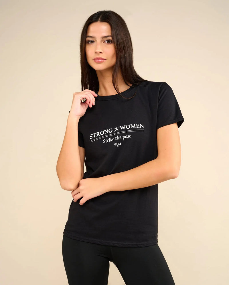 T-shirt en coton noir STRONG WOMEN YUJ Paris