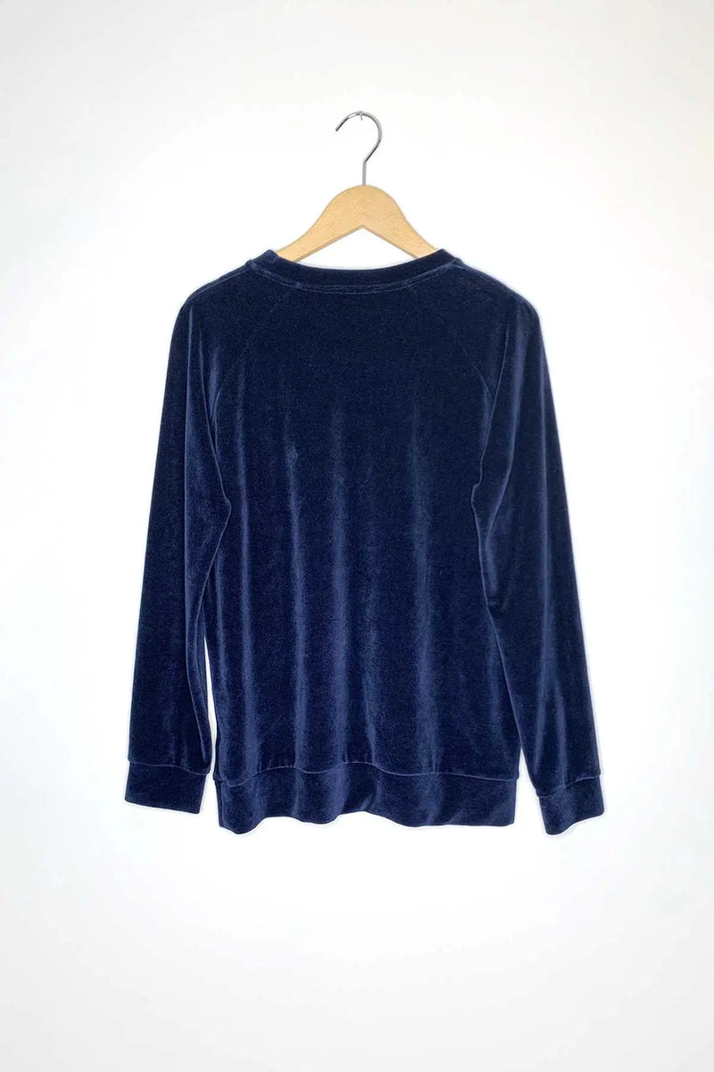 #479 - Sweat OMM effet velour navy // Taille S YUJ - Maison de pleine conscience